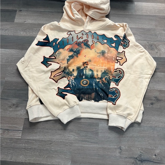 Men's Cream Graphic Hoodie Sweater